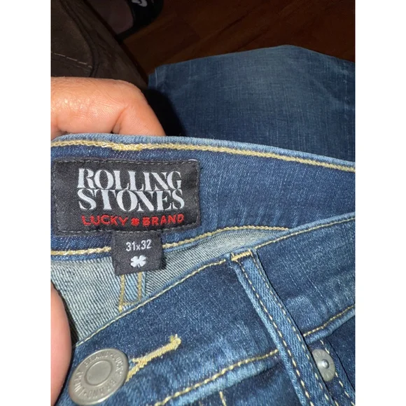 Women's Lucky Brand Rolling Stones Blue Yellow Boot Cut Jeans Size 31 - Picture 4 of 4